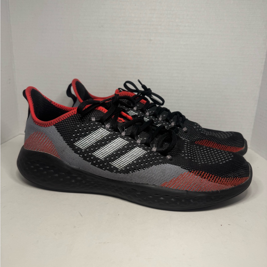 Adidas Fluidflow 2.0 Running Shoes Men Athletic Sneakers Black Grey Red Size 13